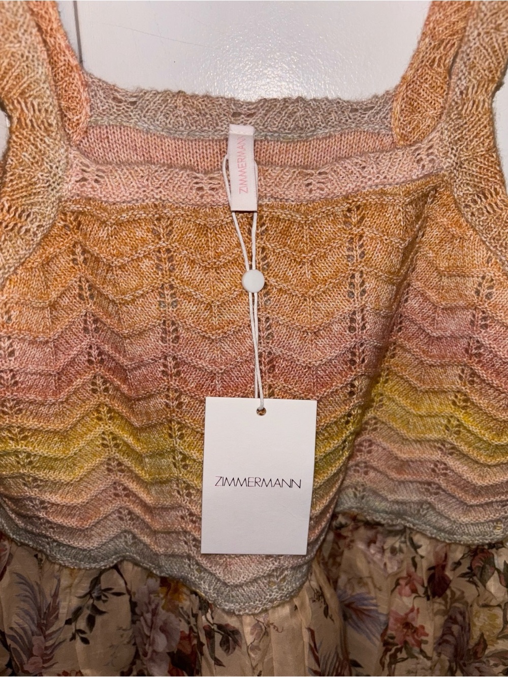 New! Zimmermann Tallow Floral Crochet Knit Dress Peach & Yellow 🌼 12y NWT! - Picture 12 of 15
